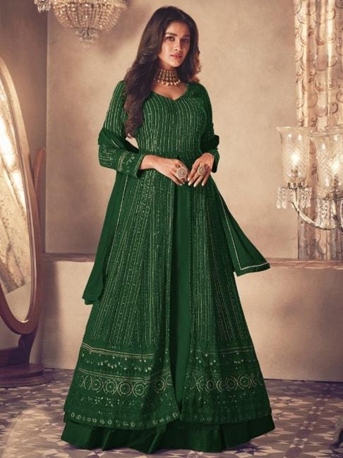 Odette Green Embroidered Unstitched Dress Material
