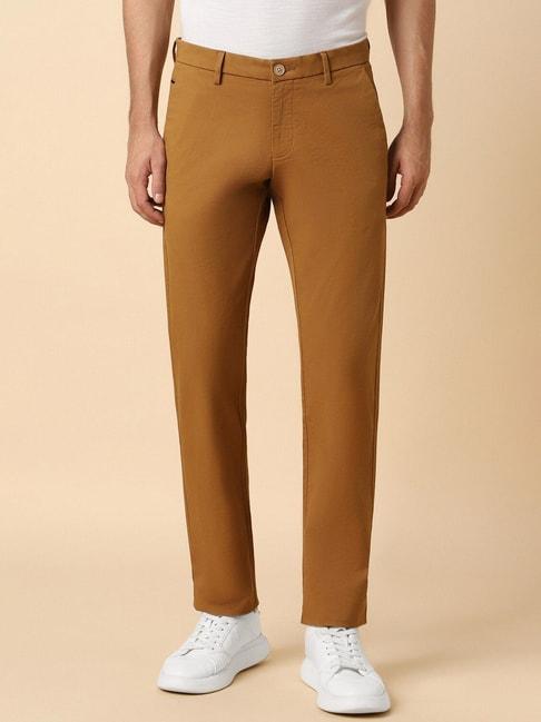 allen-solly-yellow-cotton-slim-fit-texture-trousers
