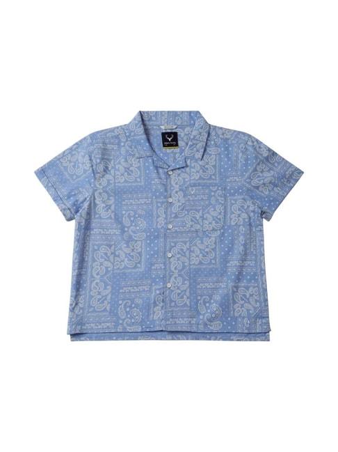 Allen Solly Junior Blue Cotton Printed Full Sleeves Shirt