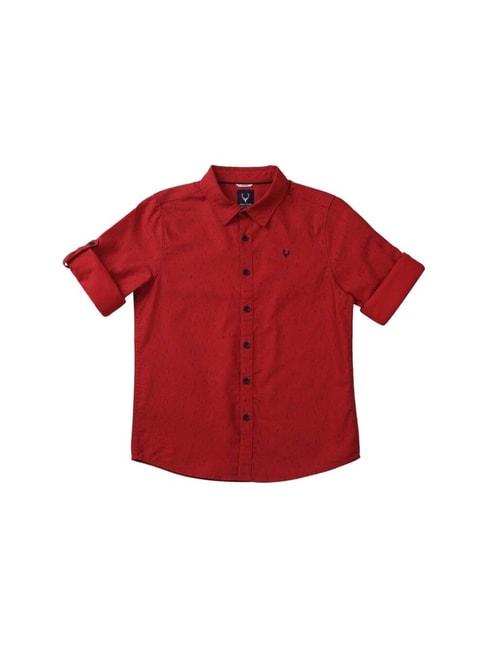 Allen Solly Junior Red Printed Full Sleeves Shirt
