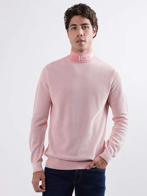 iconic-pink-cotton-regular-fit-texture-sweater