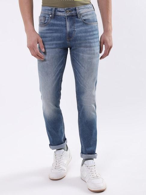 Iconic Light Blue Cotton Skinny Fit Jeans