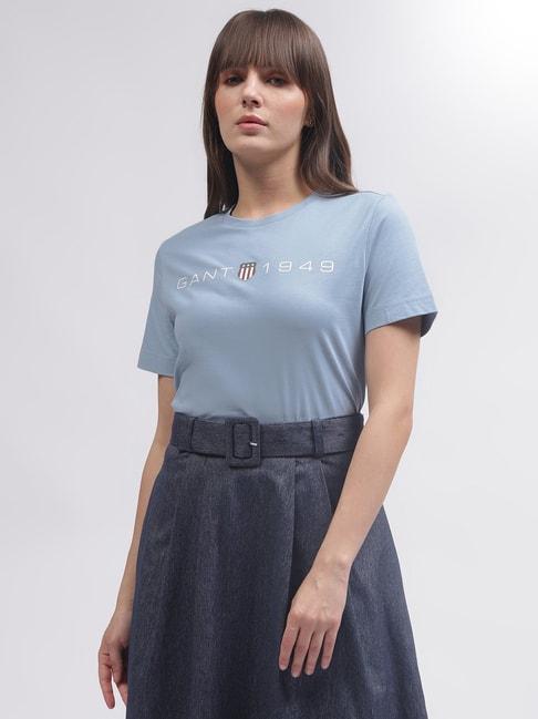 gant-blue-cotton-logo-print-t-shirt