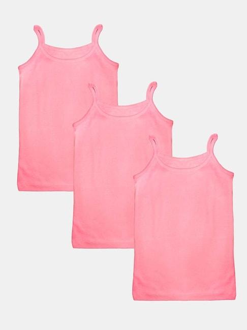 Kiddopanti Kids Pink Cotton Regular Fit Camisole (Pack of 3)