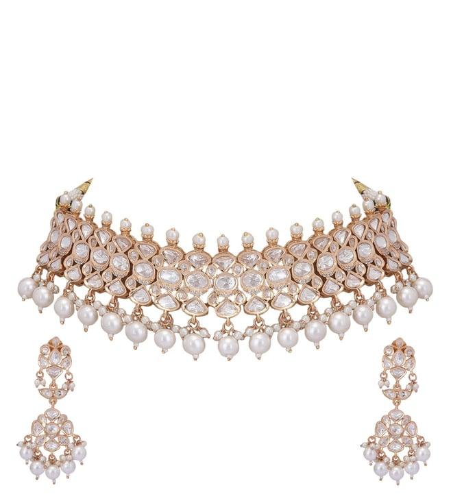 auraa-trends-gold-tone-kundan-&-pearls-choker-necklace-set-with-jhumka-earrings