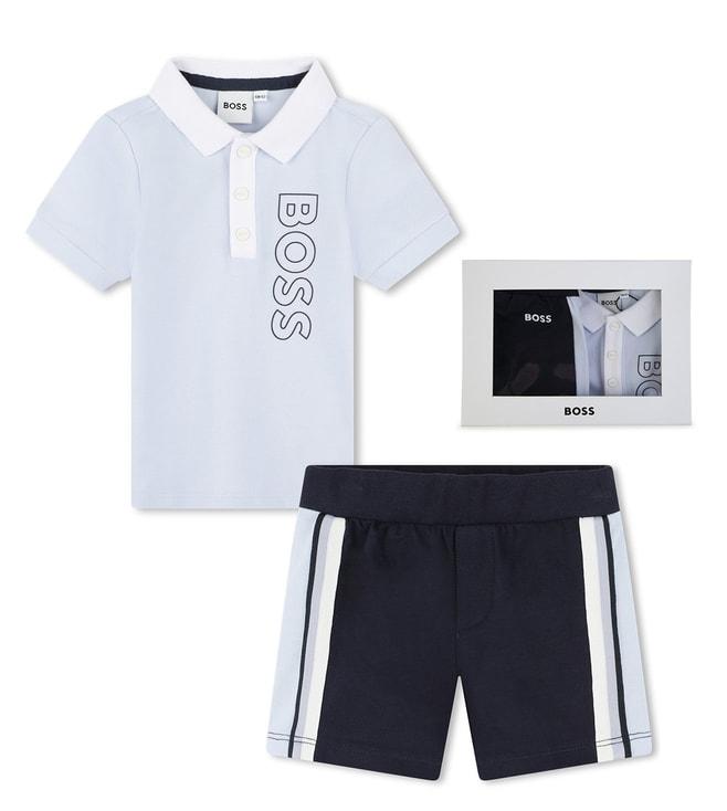 Boss Kids Blue Logo Regular Fit Polo T-Shirt & Shorts Set