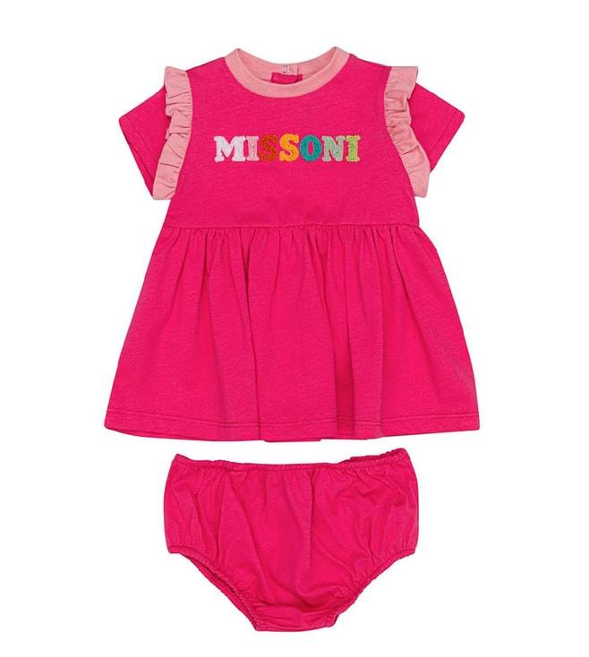 Missoni Kids Pink Logo Patch Flared Fit Dress With Panty