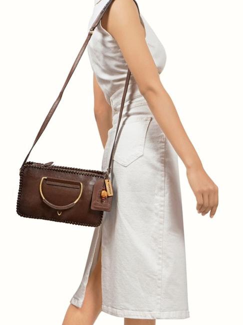Hidesign E.I Brown Solid Medium Sling Handbag