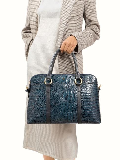 Hidesign Navy Textured Medium Handbag