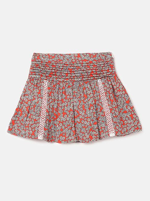 United Colors of Benetton Kids Red & White Floral Print Skirt