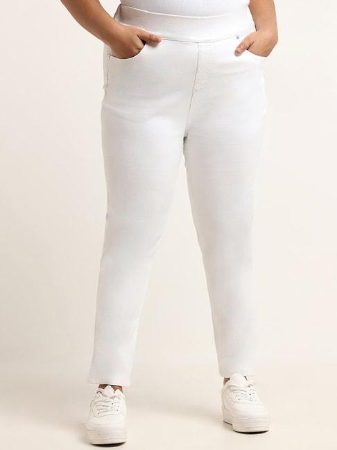 Gia by Westside White Slim Fit Mid Rise Jeggings