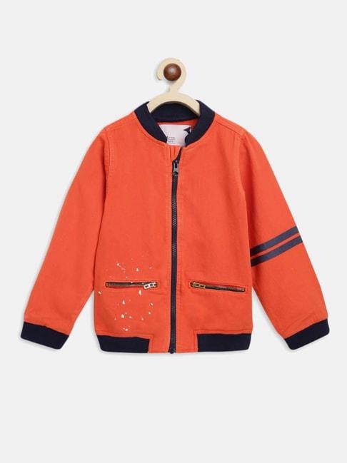 Tales & Stories Kids Orange Cotton Regular Fit Full Sleeves Jacket