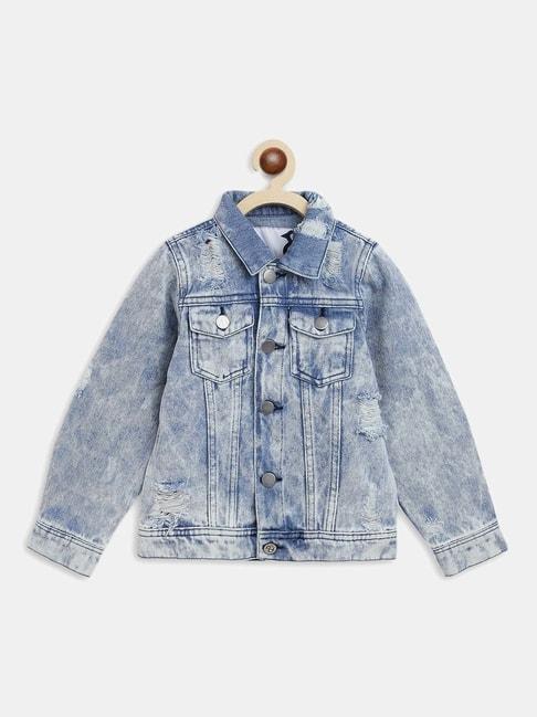 Tales & Stories Kids Blue Cotton Washed Full Sleeves Jacket