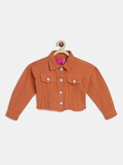 Tales & Stories Kids Orange Cotton Regular Fit Full Sleeves Jacket