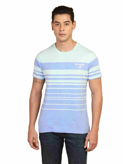 Wrangler Aqua Regular Fit Striped T-Shirts