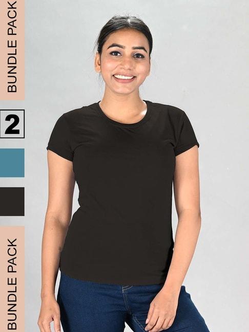 lux-nitro-blue-&-black-regular-fit-t-shirts---set-of-2