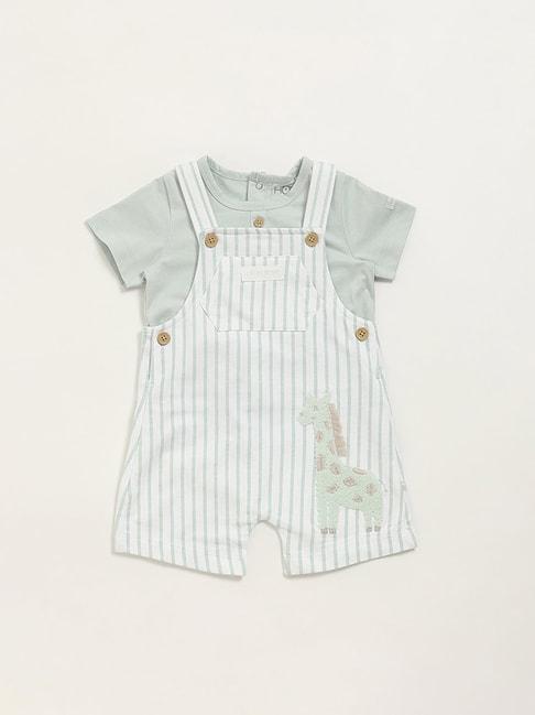 hop-baby-by-westside-green-striped-t-shirt-with-dungaree-set