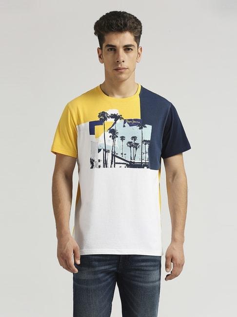Pepe Jeans Yellow Cotton Slim Fit Printed T-Shirt
