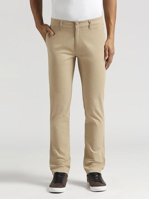 Pepe Jeans Khaki Beige Cotton Straight Fit Chinos