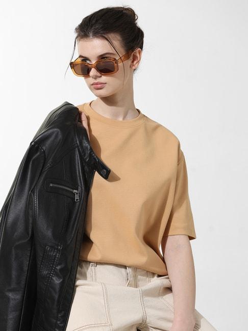 Only Beige Relaxed Fit Oversized T-Shirt