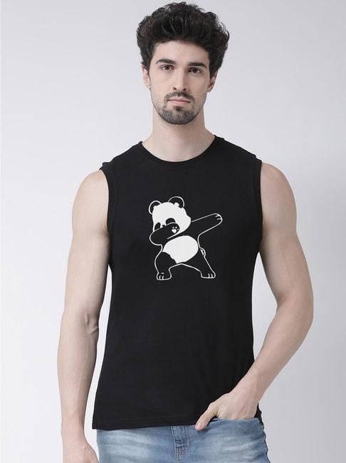 friskers-black-slim-fit-graphic-print-sleeveless-t-shirt