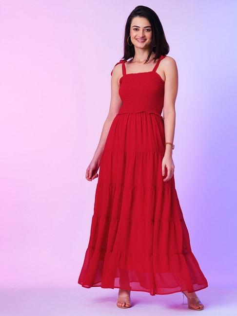 Globus Red Regular Fit Maxi Dress
