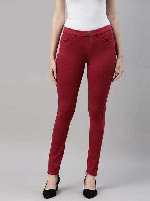 Go Colors! Cherry Red Mid Rise Jeggings