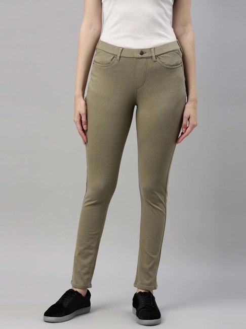 Go Colors! Olive Green Mid Rise Jeggings