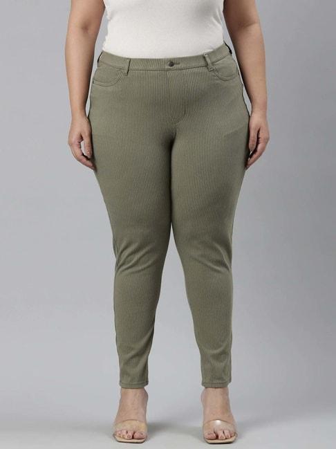 Go Colors! Olive Green Striped Jeggings