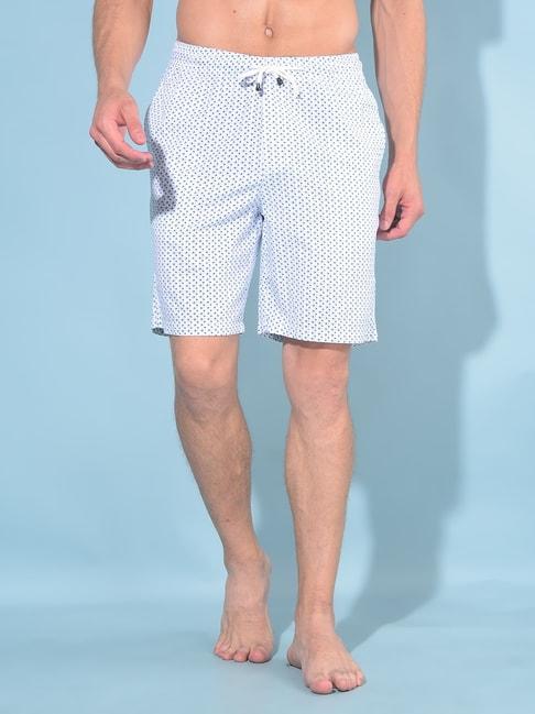 Crimsoune Club Blue Cotton Regular Fit Printed Lounge Shorts