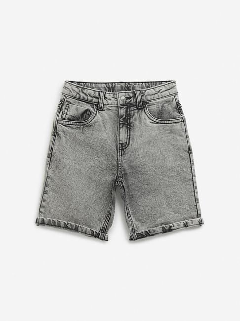 HOP Kids by Westside Charcoal Washed Mid Rise Shorts
