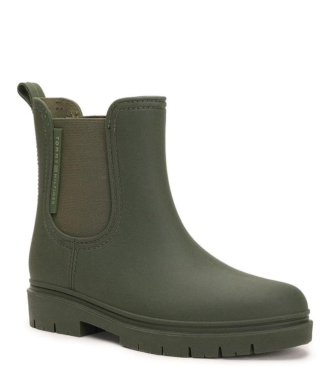tommy-hilfiger-women's-army-green-chelsea-boots
