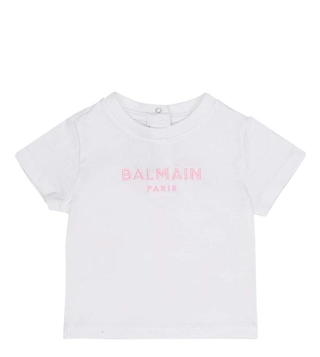 Balmain Kids White Logo Regular Fit T-Shirt