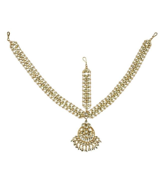 AURAA TRENDS 22kt Gold Plated Kundan Classic Gold Mathapati