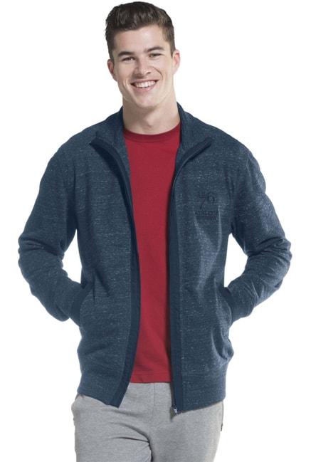 Jockey 2730 Dark Blue Combed Cotton French Terry Jacket with Ribbed Cuffs & Convenient Side Pocket
