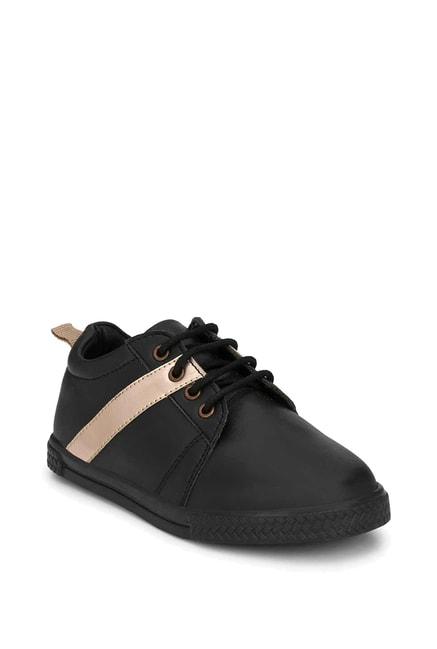 Tuskey Kids Black & Gold Leather Sneakers