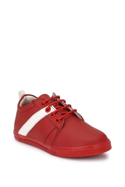 Tuskey Kids Red & White Leather Sneakers