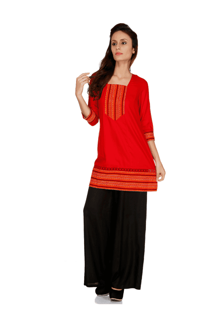 fusion-beats-red-regular-fit-tunic
