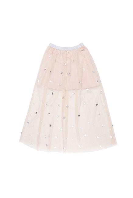 Gini & Jony Kids Peach Embellished Skirt