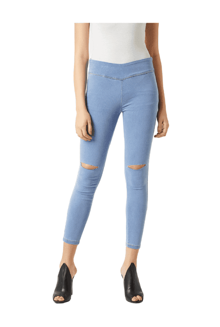 Miss Chase Blue Distressed High Rise Jeggings