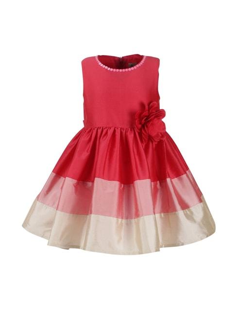 A Little Fable Kids Pink & Off White Applique Dress