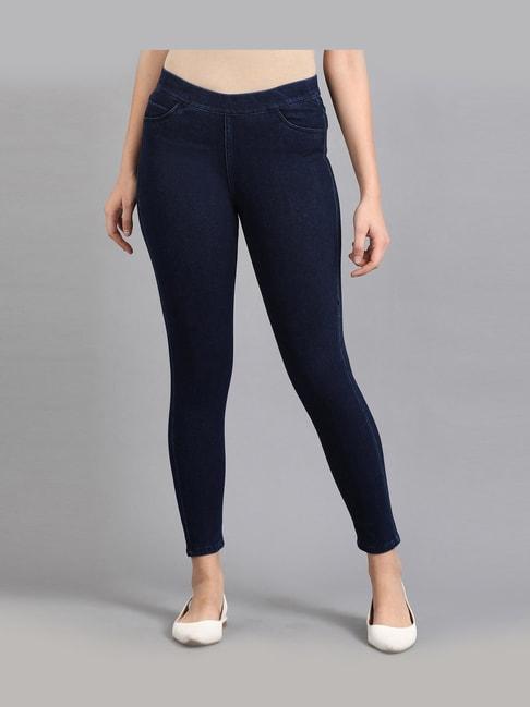W Navy Mid Rise Jeggings