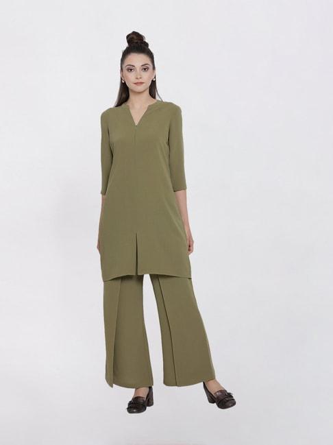 office-&-you-olive-green-asymmetrical-tunic