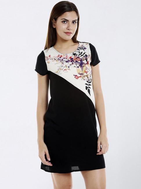 109 F Black & White Floral Print Shift Dress