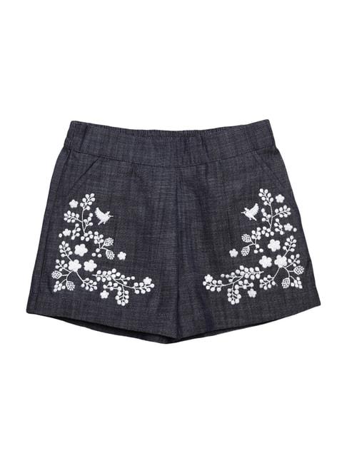 Cherry Crumble By Nitt Hyman Kids Grey Cotton Embroidered Short