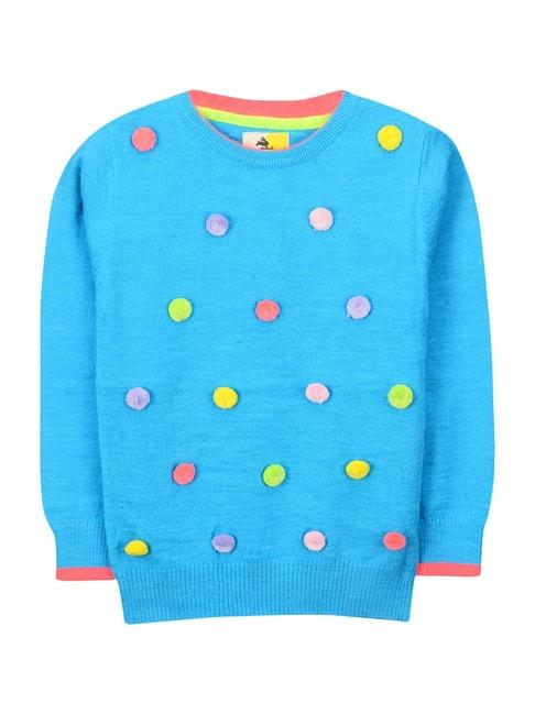 Cherry Crumble By Nitt Hyman Kids Blue Applique Pattern Sweater