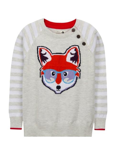 Cherry Crumble By Nitt Hyman Kids Grey Embroidered Sweater