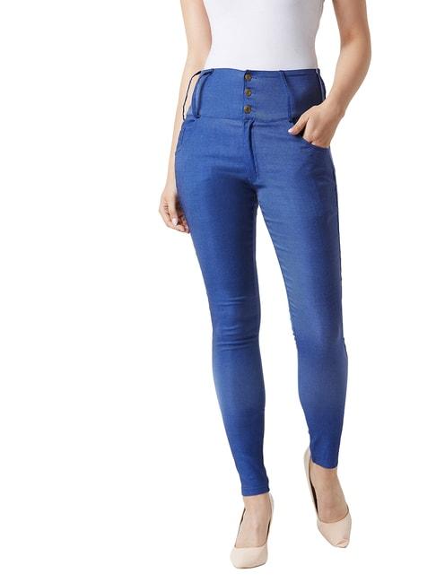 Miss Chase Blue Cotton Jeggings