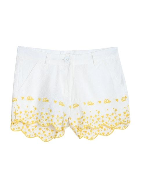 Elle Kids White Cotton Embroidered Shorts