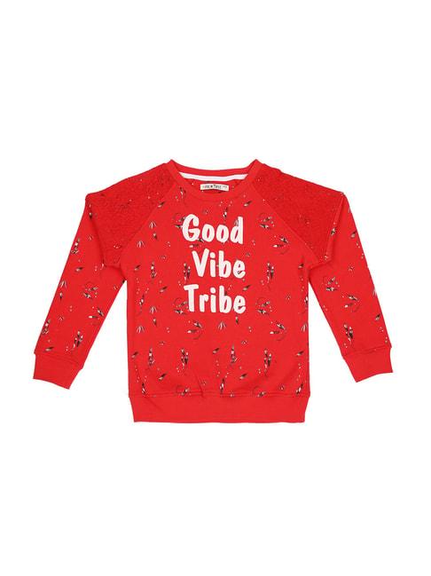 Gini & Jony Kids Red Printed Sweatshirt